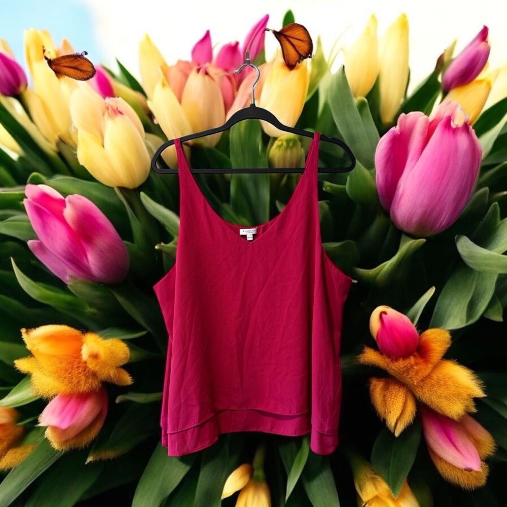 Reitmans Raspberry Red Layered Cami Tank Top - Picture 3 of 12